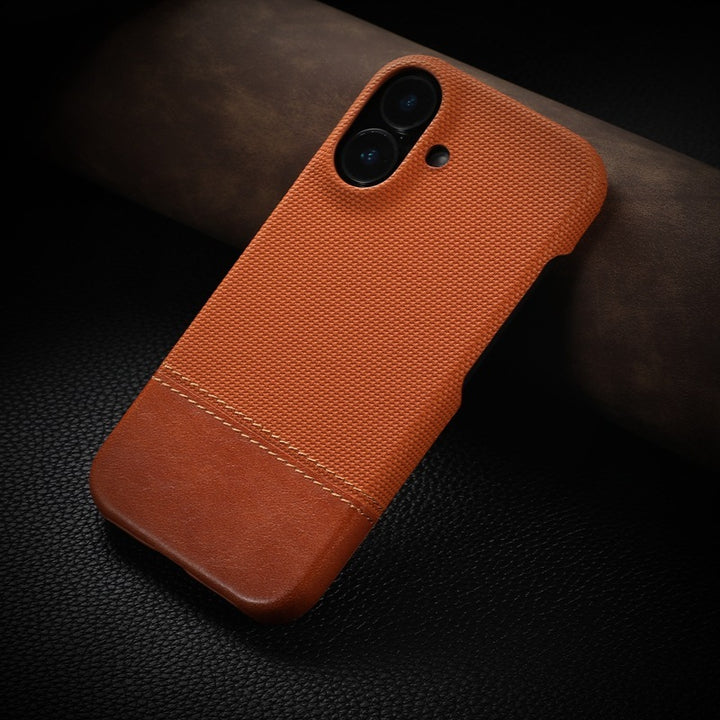 Simple Business Color Matching Leather Pattern Men's And Women's Anti-fall Phone Case