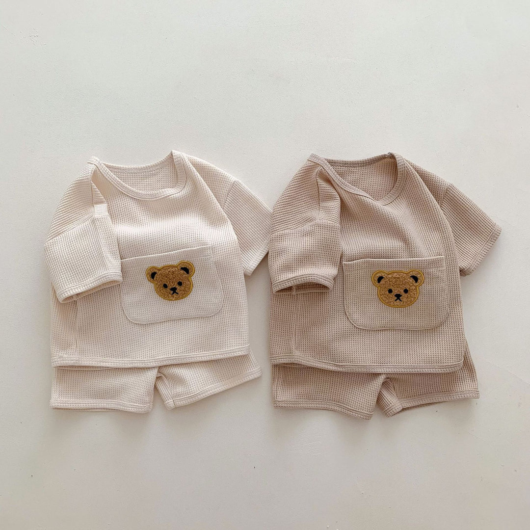 Unisex Baby Suit Clothes For Babies Summer Two-piece Bear Top Shorts