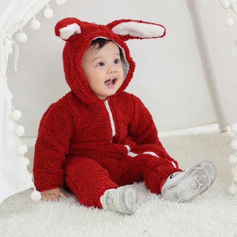 Fashion Baby Warm Bunny Ears Jumpsuit