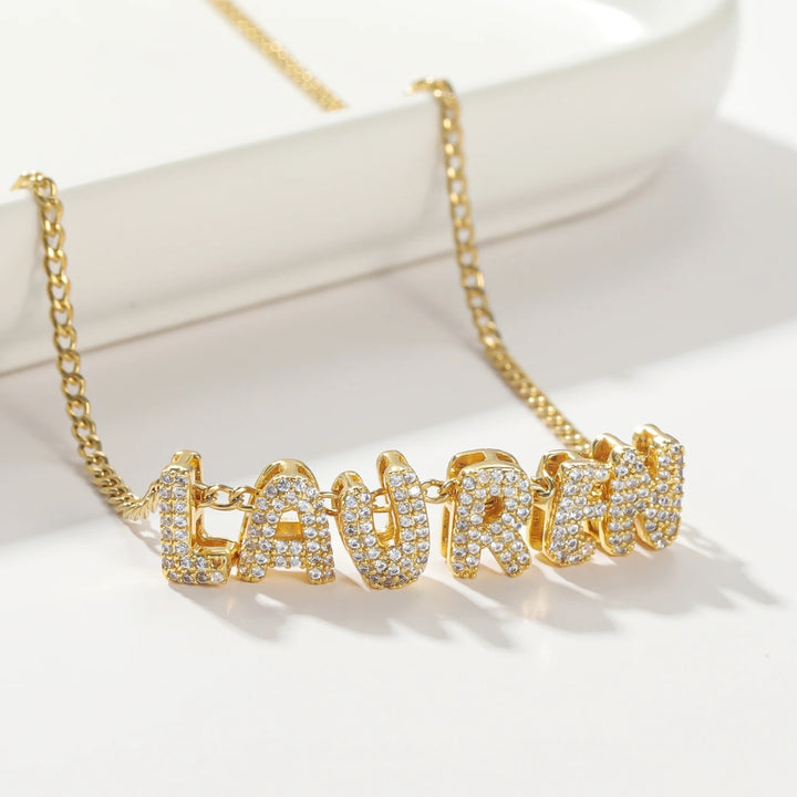 Personalised Crystal Bubble Name Pendant Necklace