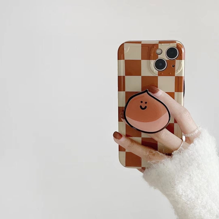 TPU Checkerboard Orange Stand Phone Case