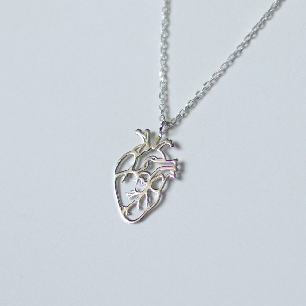 Heart Anatomy Necklace Silver Plated