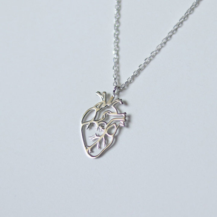 Heart Anatomy Necklace Silver Plated