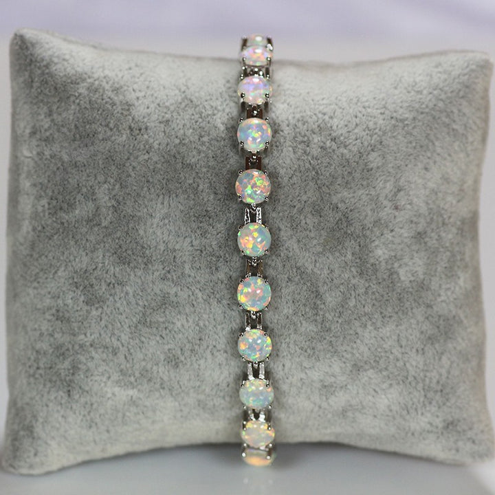 Silver Plated Oval Opal Bracelet Women's Jewelry