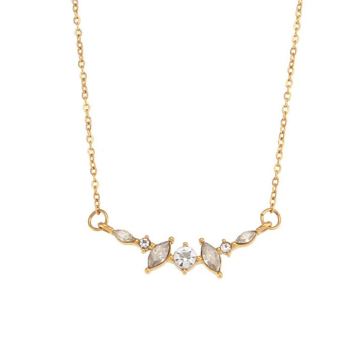 Personalized All-match Bone Chain Ornament Women's Stainless Steel Zircon Petal Necklace