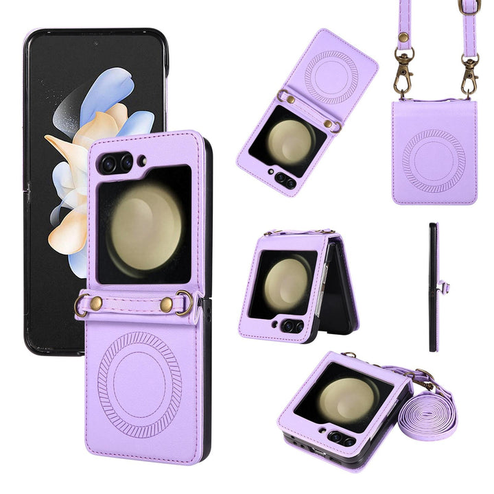 Wireless Charging Magnetic Suction Crossbody Flip Phone Case