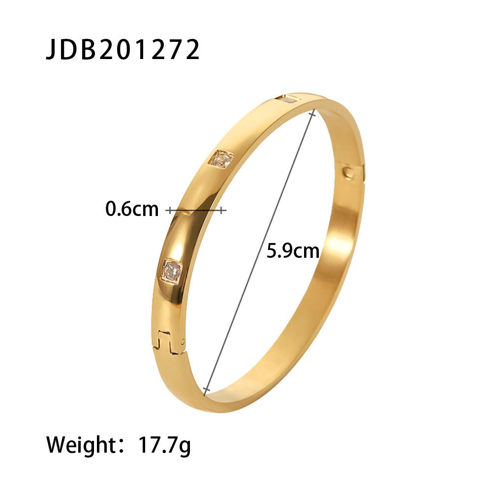 Fashionable And Versatile Gold-plated Stainless Steel Bracelets With Zirconia