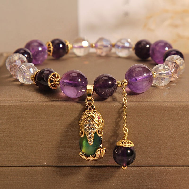 Natural Amethyst Beaded Bracelet Female Ethnic Style