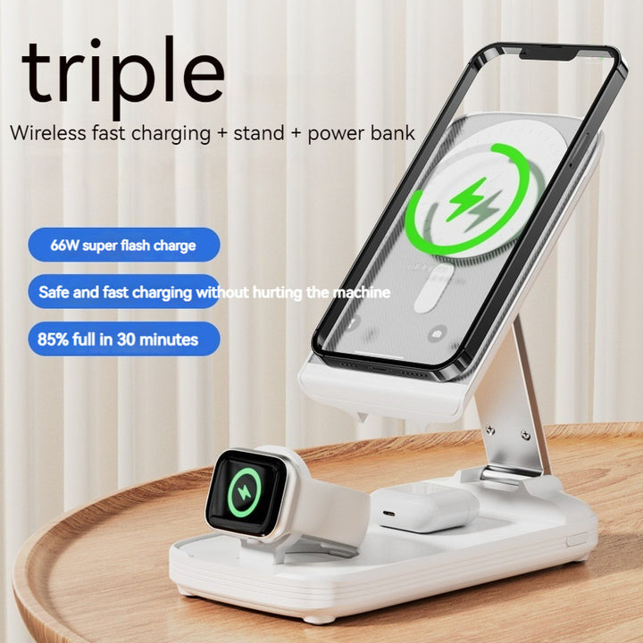 Trei-în-unu Magsafe Wireless Încărcare rapidă Telefon pentru telefon mobil Bracket Magnetic Bracket Vertical Power Bank