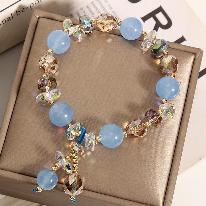 Original Handmade Aquamarine Crystal Bracelet For Women