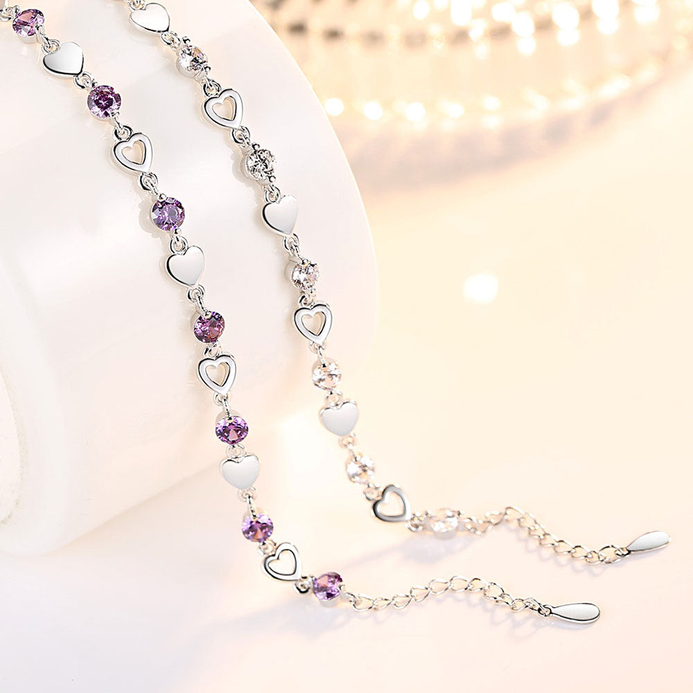 Women's Zircon Crystal Heart-shaped Bracelet