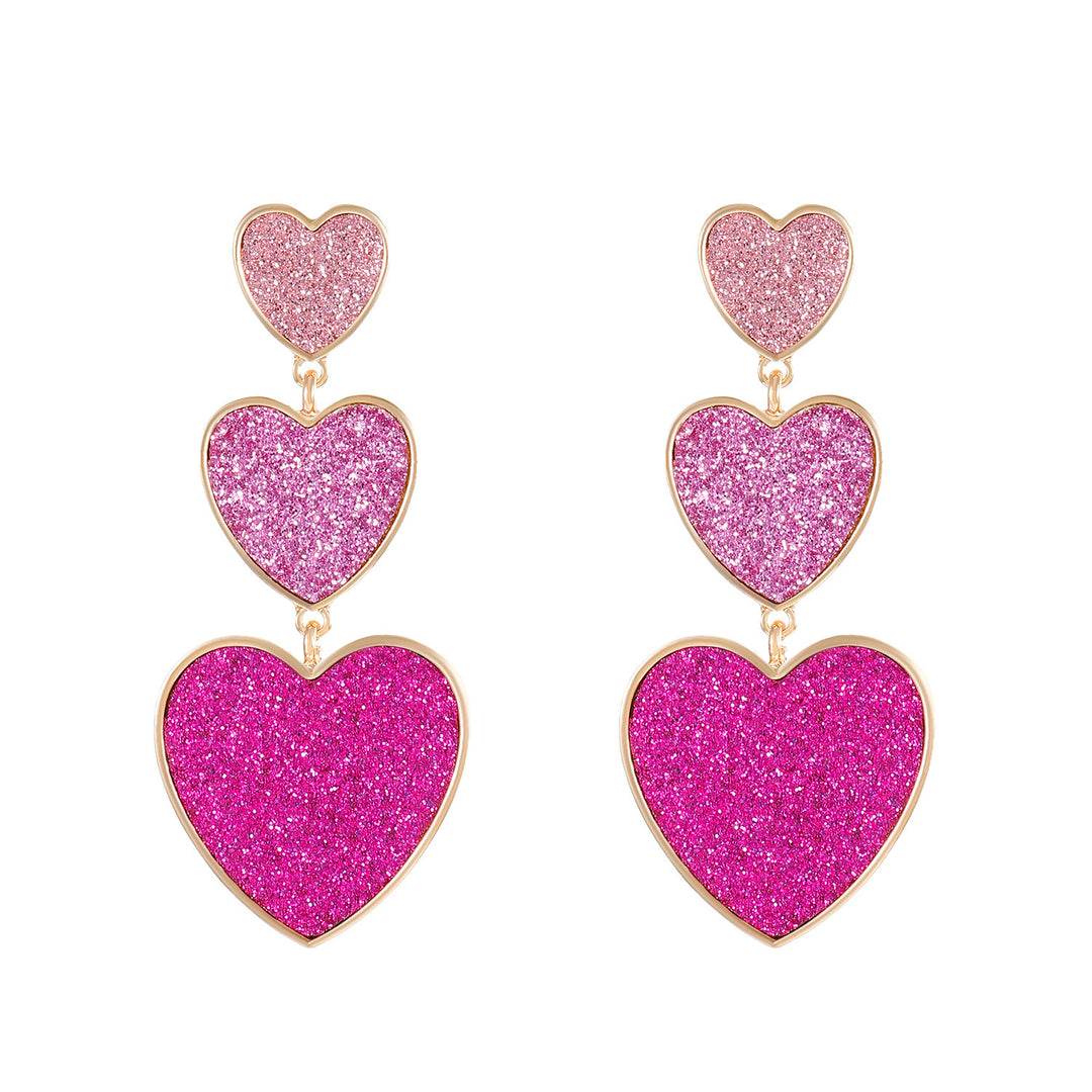 Exquisite C- Ring Love Heart Earrings Women's Simple