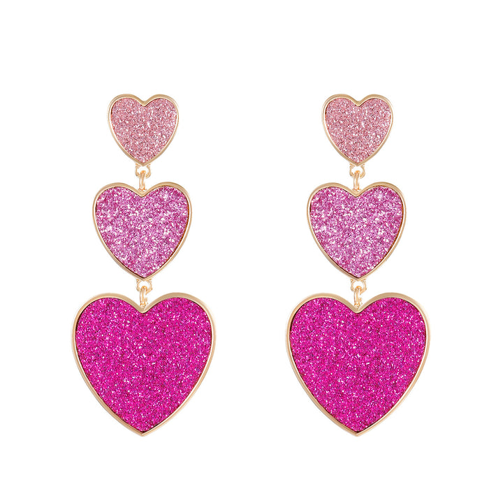 Exquisite C- Ring Love Heart Earrings Women's Simple