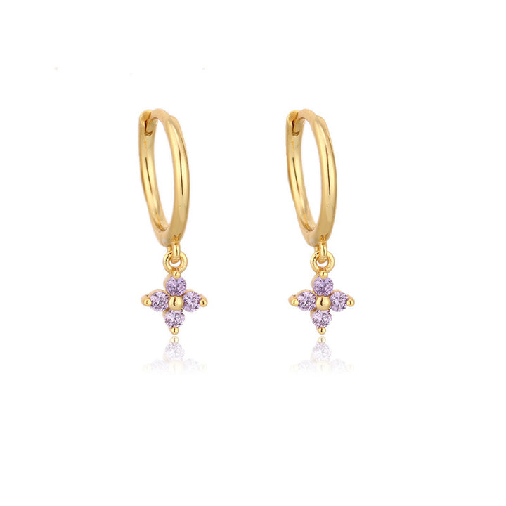 Geometric Flower Rhinestone Earrings Multicolor