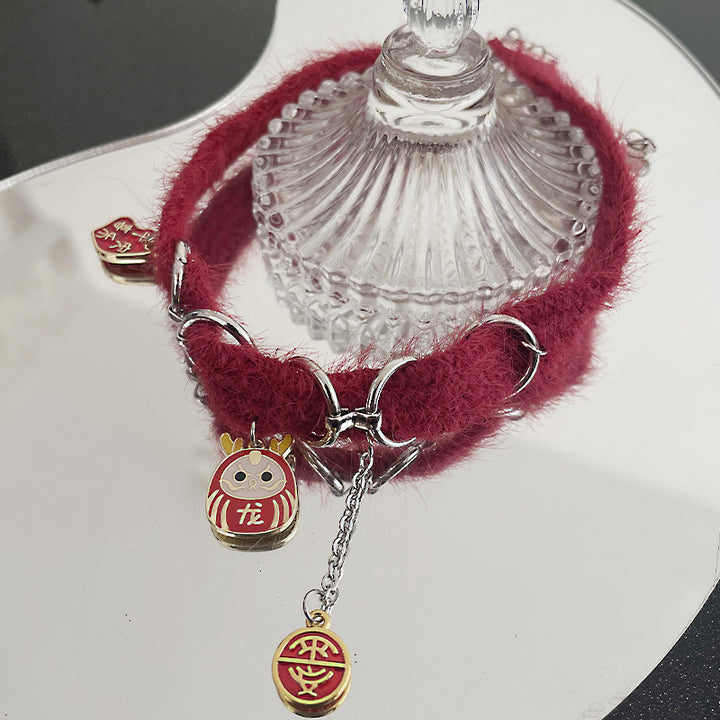 Dragon Red Plush Choker Necklace