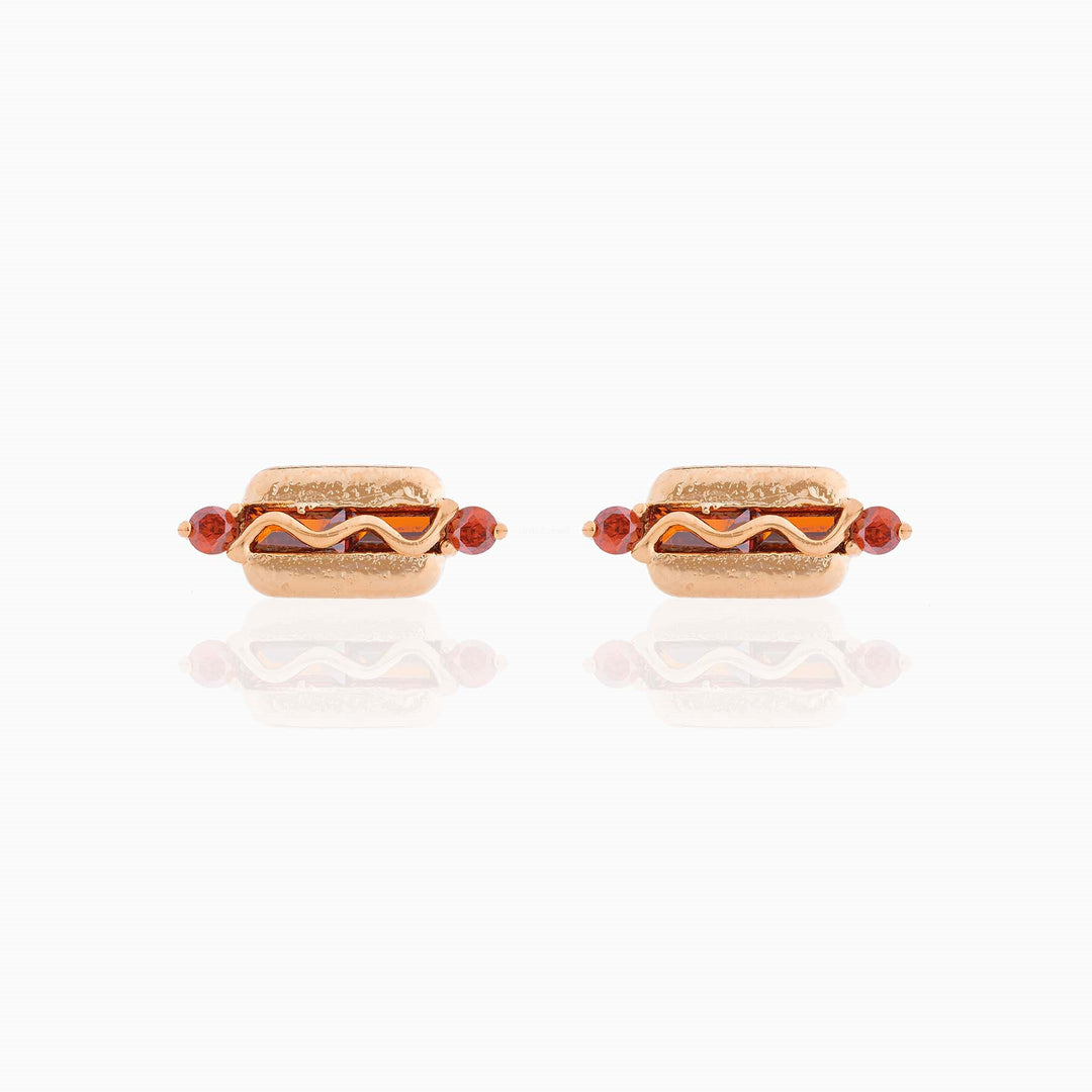 18K Real Gold Color-preserving Fruit Hamburger Series Ear Studs