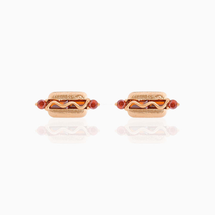 18K Real Gold Color-preserving Fruit Hamburger Series Ear Studs