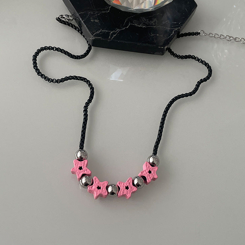 Black Chain Beaded Stitching XINGX Necklace