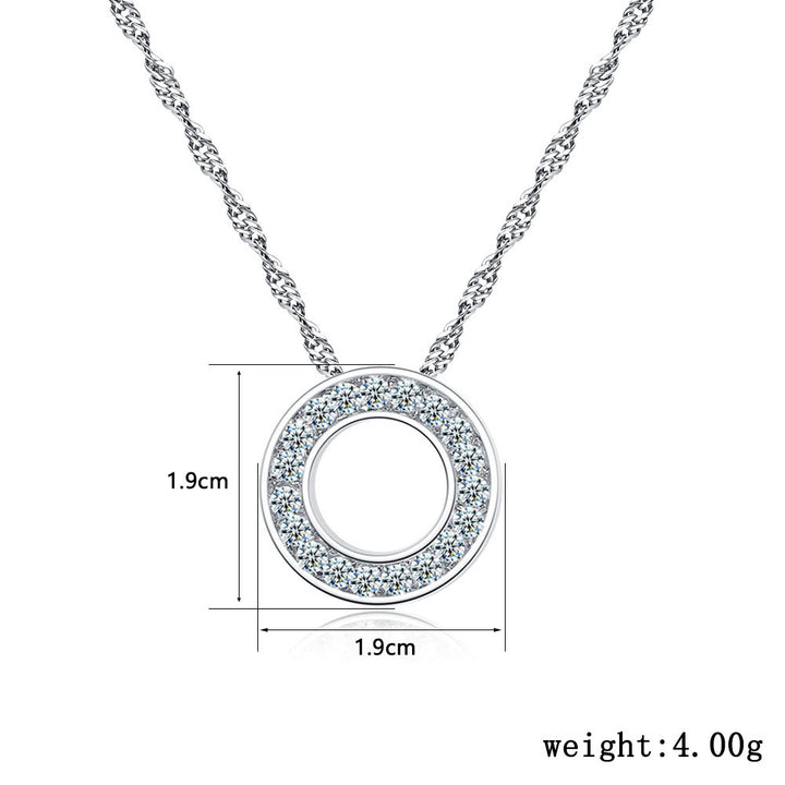 Micro Inlaid Zircon Geometric Ring Necklace Women's Fashion