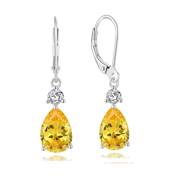 Light Luxury Water Drop Copper Zircon Earrings Female Temperament High Sense