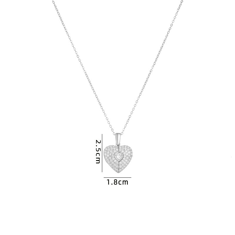 Women's Heart-shaped Adjustable Titanium Steel Heart Butterfly Necklace