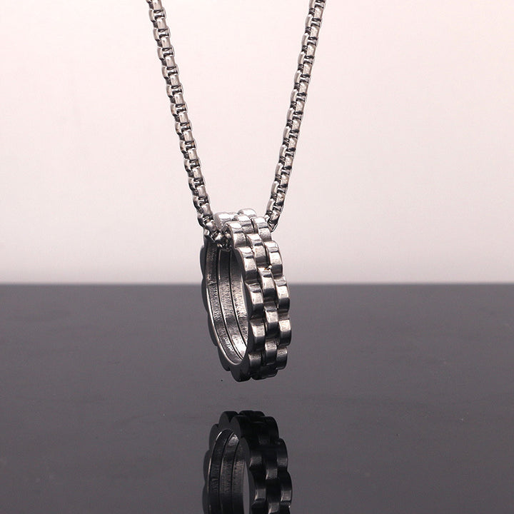 Fashion Stainless Steel Mountain Ring Necklace