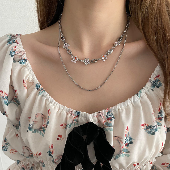 Special-interest Design Flower Double-layer Necklace