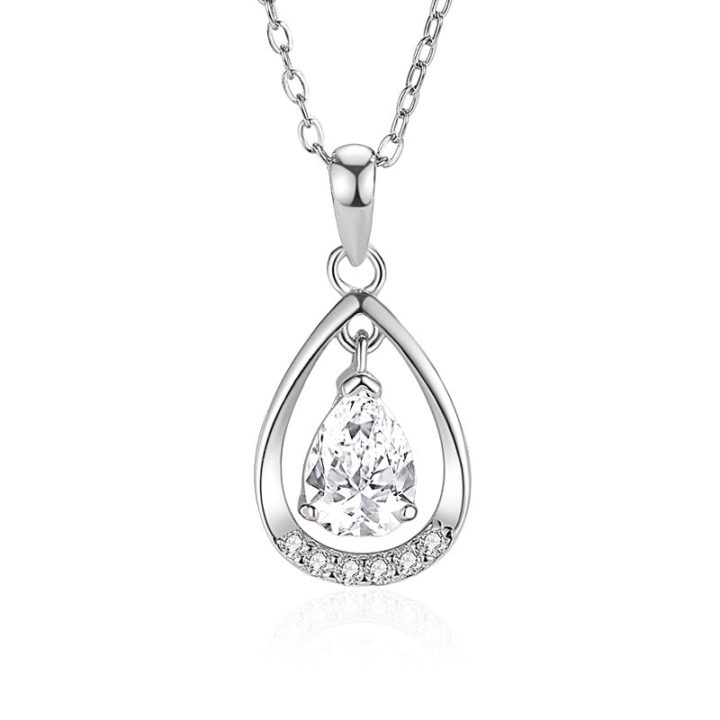 925 Sterling Silver Necklace Female Angel Tears Necklace Fashion Drop-shaped