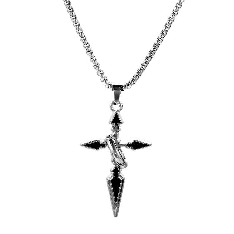 Cross Pendant Men's Trendy Sweater Pendant Titanium Steel Necklace