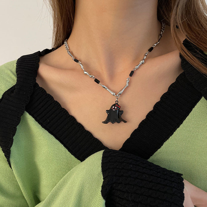 Special-interest Design Black Ghost Necklace For Women Ins Hip Hop