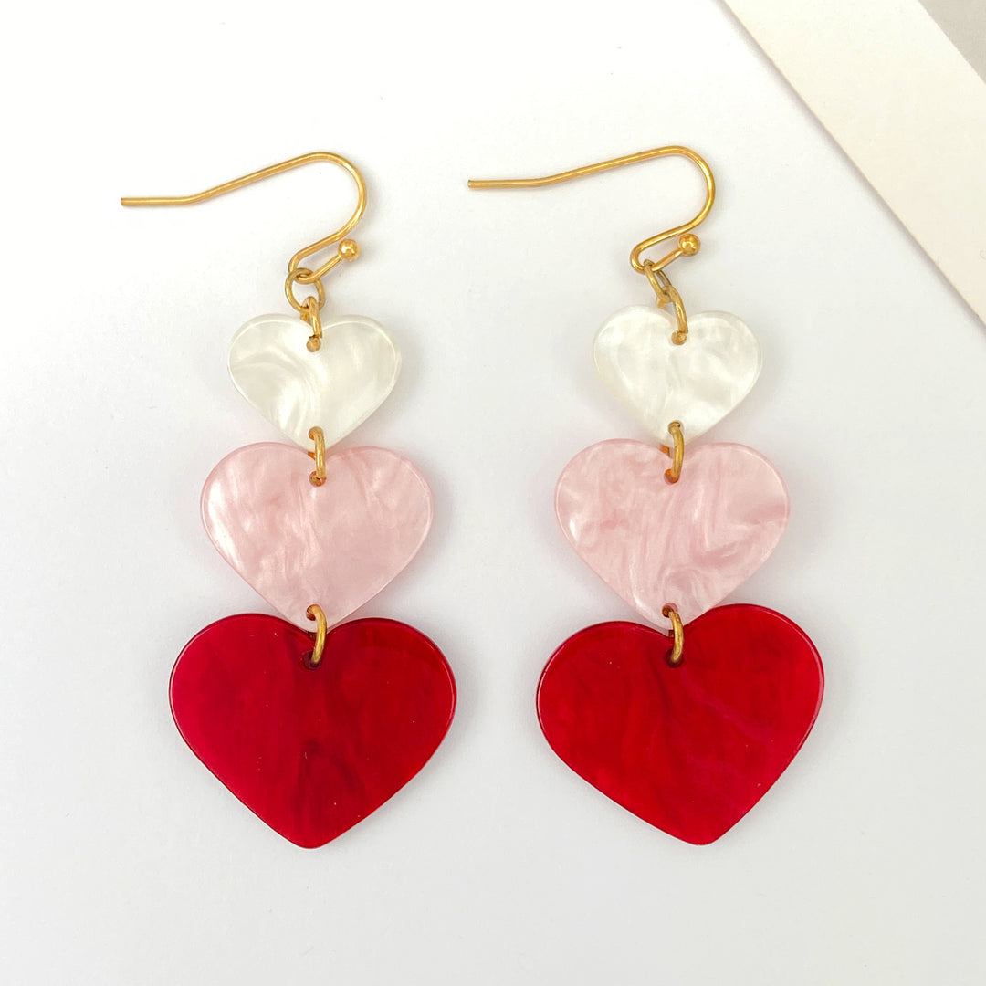 Exquisite C- Ring Love Heart Earrings Women's Simple