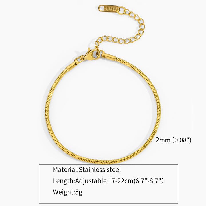 Simple INS Titanium Placat din oțel Placat de Gold Round Snake Oase de șarpe Lanț Brățară placat cu aur Brățară reglabilă Nișă Nișă de Nișă