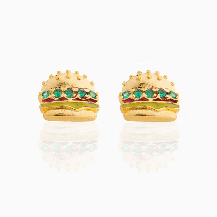 18K Real Gold Color-preserving Fruit Hamburger Series Ear Studs