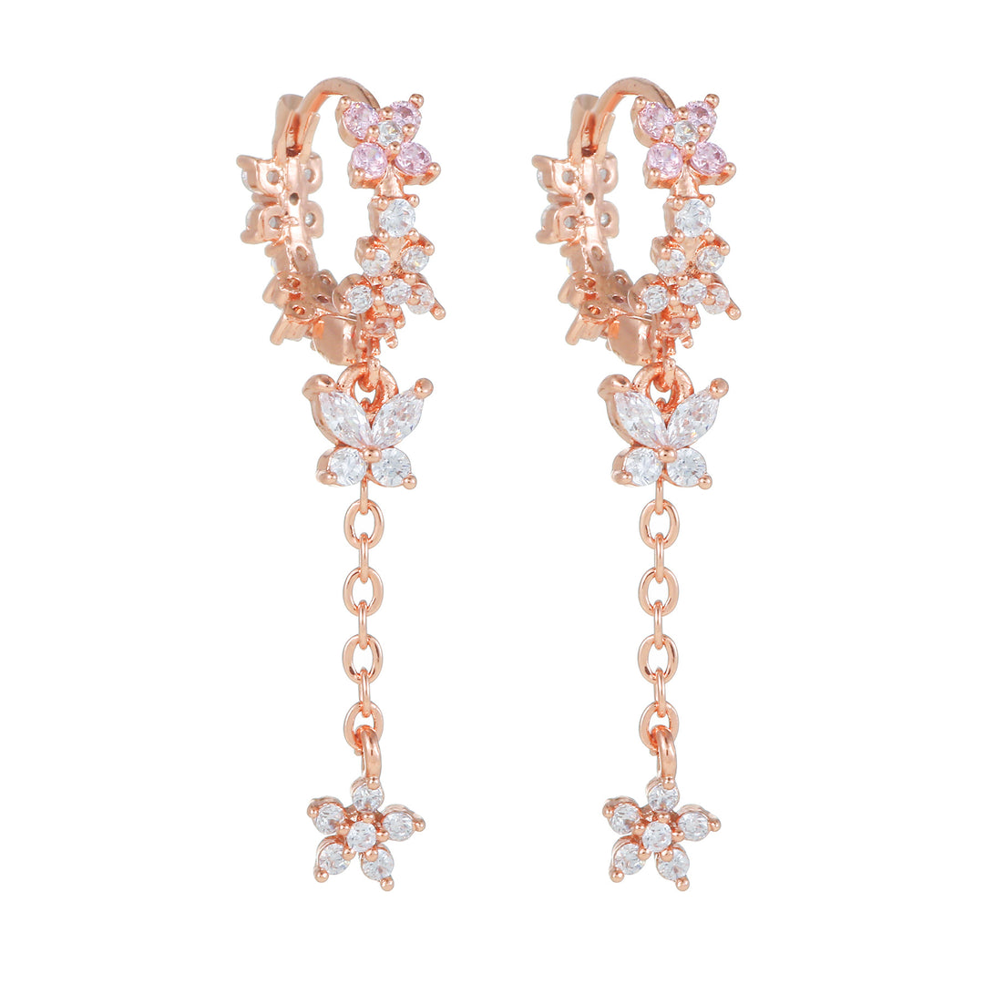 Flower Tassel Water Drop Earrings Special-interest Design Simple