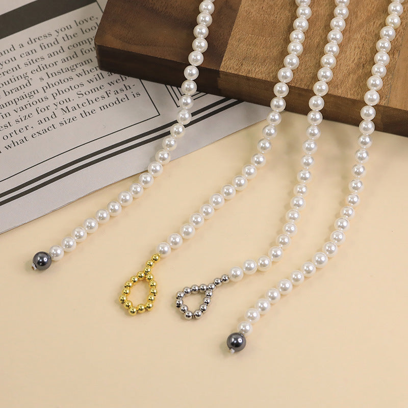 925 Sterling Silver Simple High-grade Necklace Female Shijia Shell Pearls Special-interest Design Pull-up