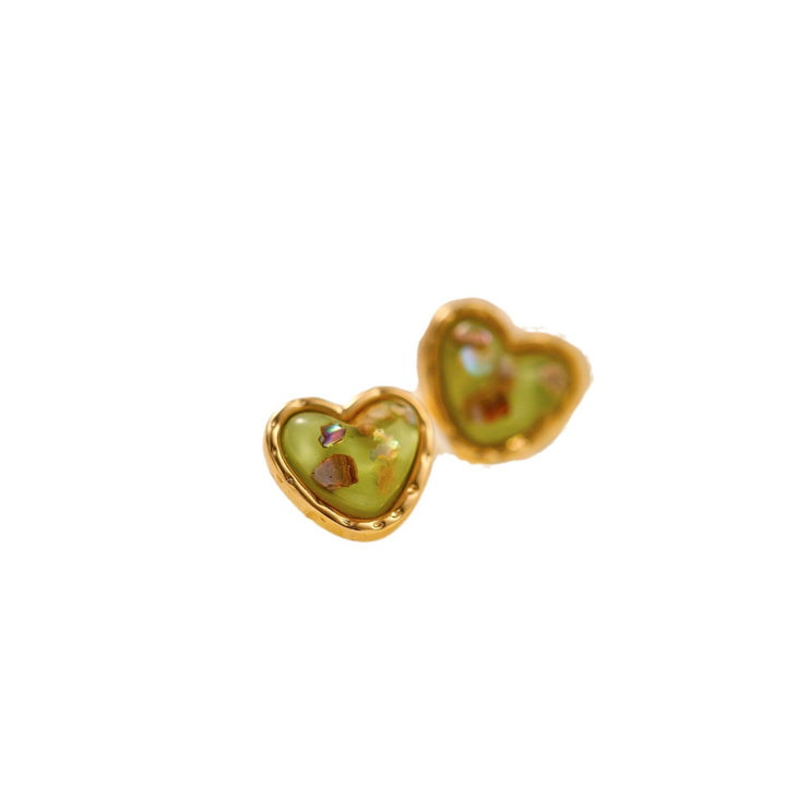 Super Fairy Small Light Green Love Heart Stud Earrings