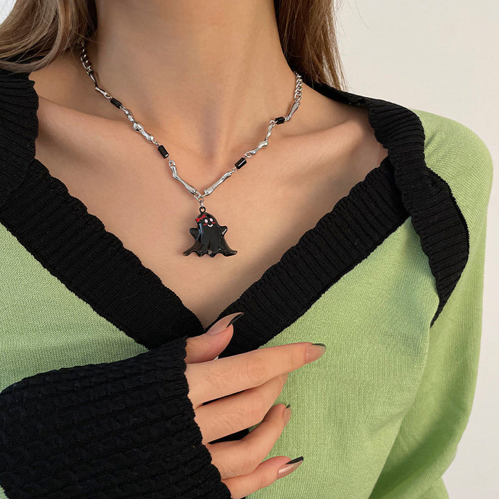 Special-interest Design Black Ghost Necklace For Women Ins Hip Hop