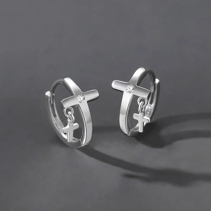 American Personality Double Cross Niche Design Men's Ear Rings