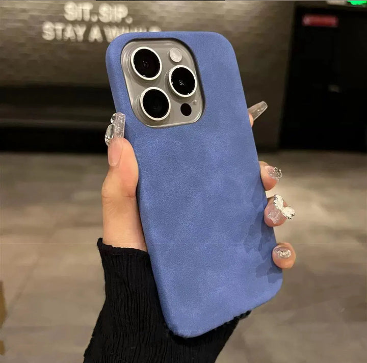 New High-grade Solid Color Suede Phone Case