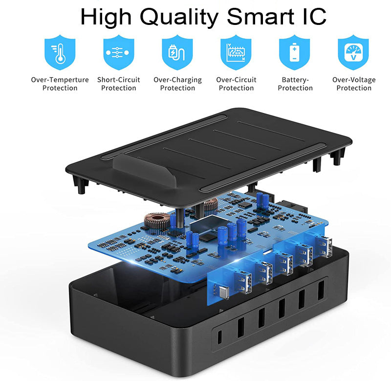 Cutie de încărcare multi-USB Desktop încărcător de încărcare rapidă