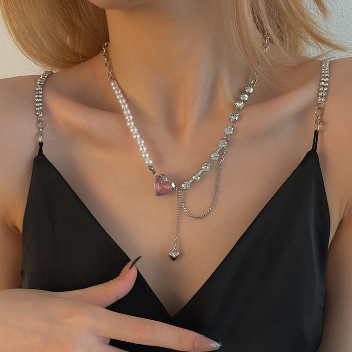 Heart-shaped Multi-part Pearl Necklace Summer Design Advanced