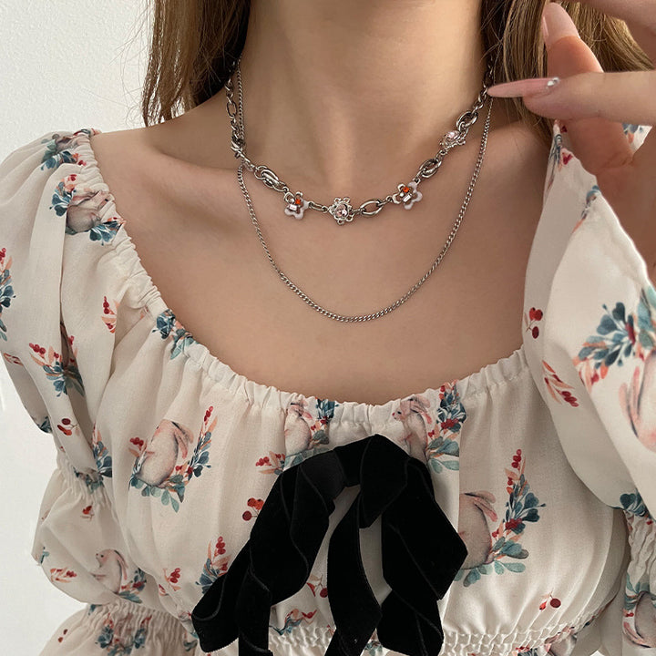 Special-interest Design Flower Double-layer Necklace