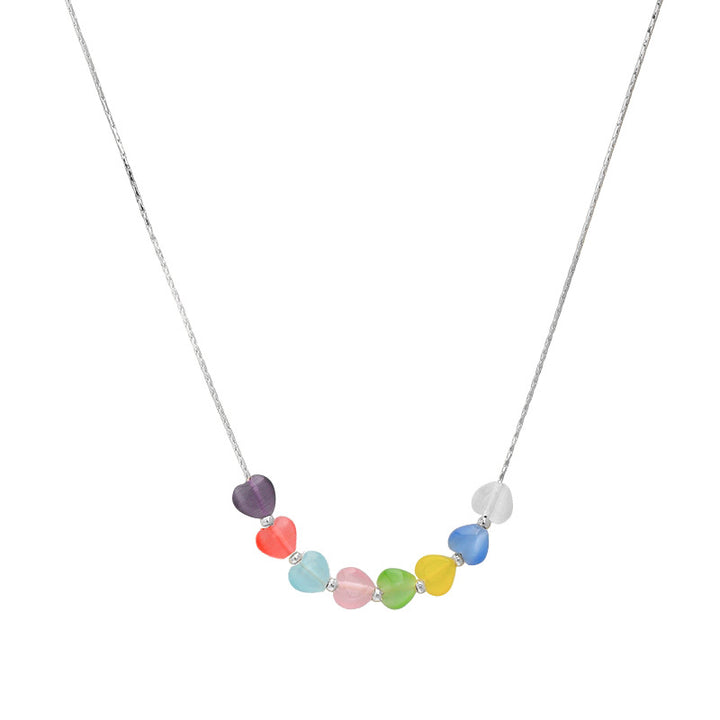 Women's Colorful Opal Heart Necklace