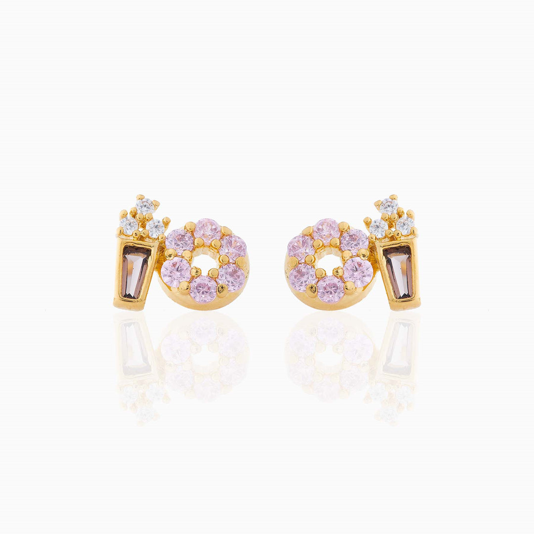 18K Real Gold Color-preserving Fruit Hamburger Series Ear Studs