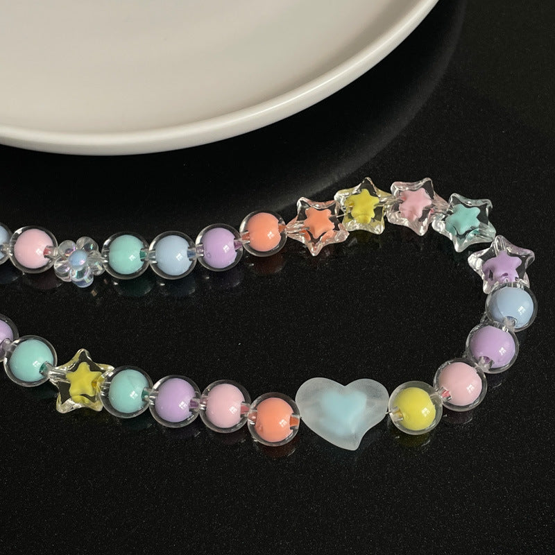 Candy-colored Acrylic Beaded Stitching XINGX Necklace