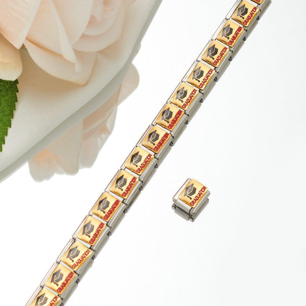 Stainless Steel Plated 18K Module Combination Bracelet