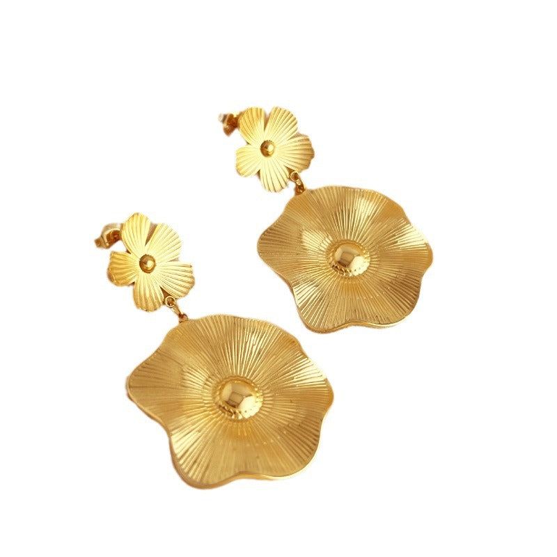 Flower Line Earrings Stainless Steel Fashion