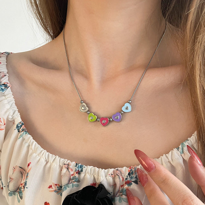 Colorful Oil Necklace Love Necklace Hot Girl Sweet Cool