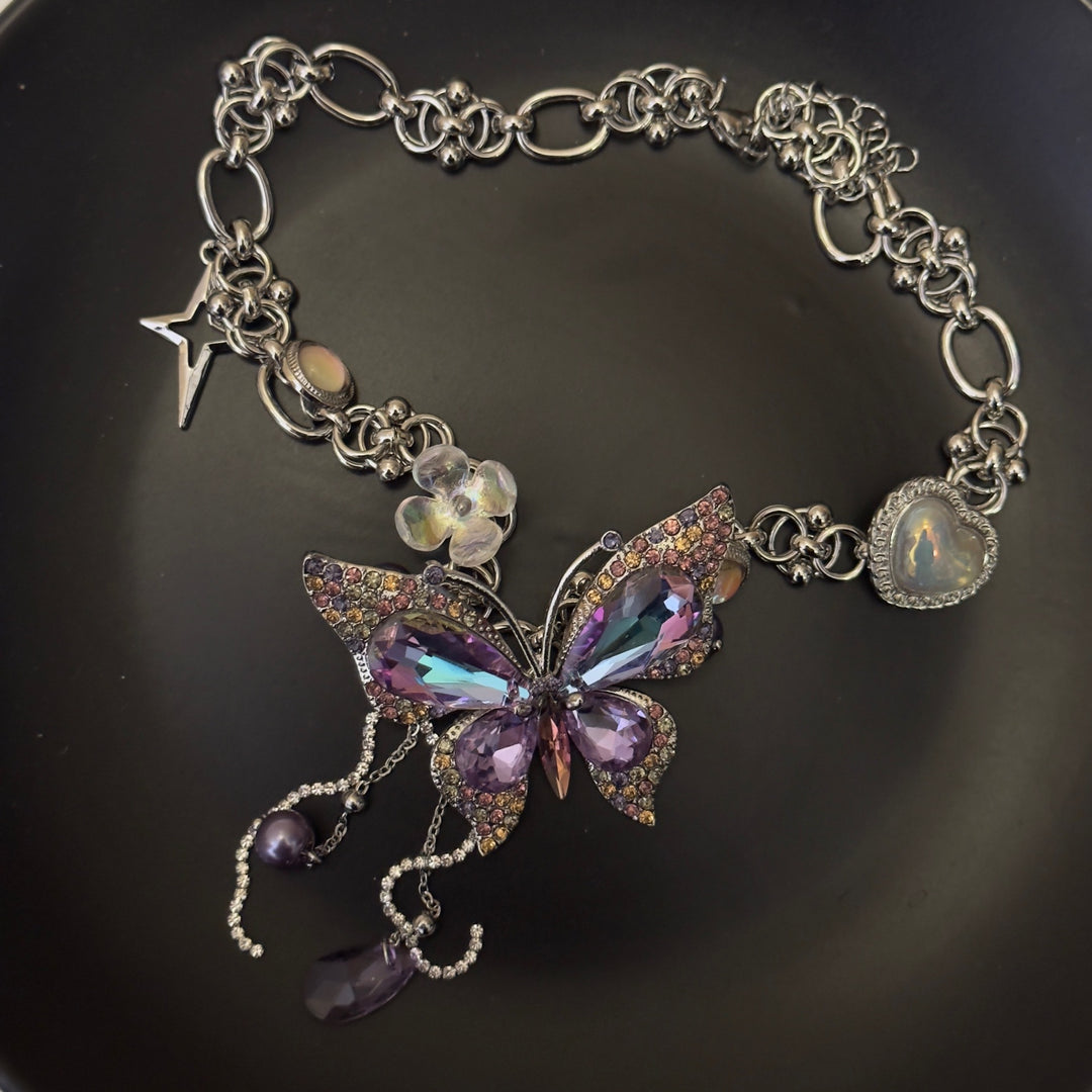 Jewelry Heavy Industry Purple Butterfly Necklace