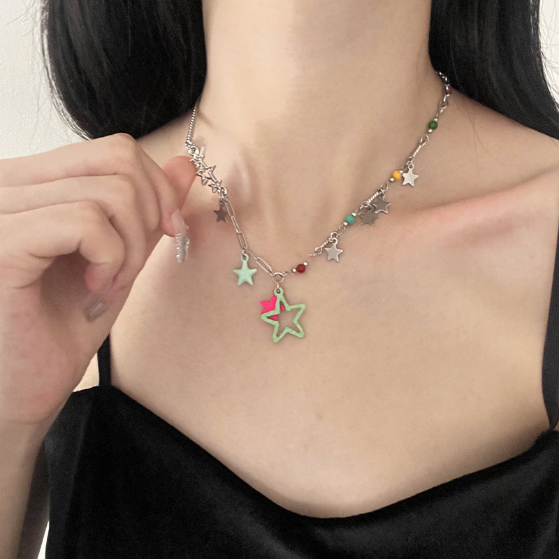 Color Five-pointed Star Necklace Design Sense